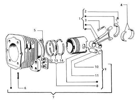 Εικόνα για την κατηγορία Cylinder - piston - wrist pin - con rod.