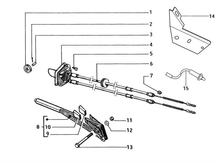 Picture of Levers group - hand brake transm.