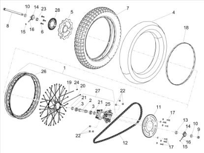 Εικόνα της ΑΚΤΙΝΑ ΠΙΣΩ ΤΡΟΧΟΥ RX-SX 125 3.5#210-2R000470