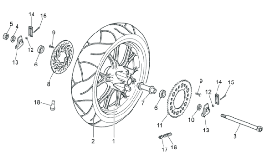 Εικόνα της ΓΡΑΝΑΖΙ ΠΙΣΩ ΤΡΟΧΟΥ DERBI SD50-RS Z=53-86182R