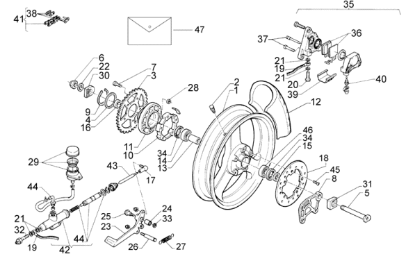 Εικόνα της ΑΠΟΣΤΑΤΗΣ ΤΡΟΧΟΥ ΠΙΣΩ ΕΣΩΤ RS 125 96-09-AP8125645