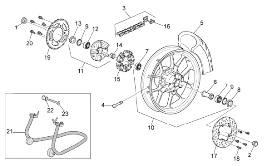 Εικόνα της ΑΠΟΣΤΑΤΗΣ ΤΡΟΧΟΥ ΠΙΣΩ ΕΣΩΤ RS 125 96-09-AP8125645