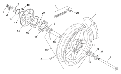 Εικόνα της ΑΠΟΣΤΑΤΗΣ ΤΡΟΧΟΥ ΠΙΣΩ ΕΣΩΤ RS 125 96-09-AP8125645