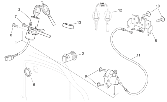 Εικόνα της ΚΛΕΙΔΙ ΑΚΑΤΕΡΓ APRILIA SCAR/ATL/SP CITY-AP8104613