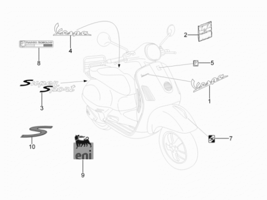 Εικόνα της ΑΥΤΟΚΟΛΛΗΤΑ VESPA GTS SUPER TITAN ΣΕΤ-672063