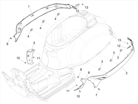 Εικόνα της ΚΑΠΑΚΙ ΣΠΟΙΛΕΡ ΔΕ VESPA GTS HPE ΓΚΡΙ HX-1B005804400HX