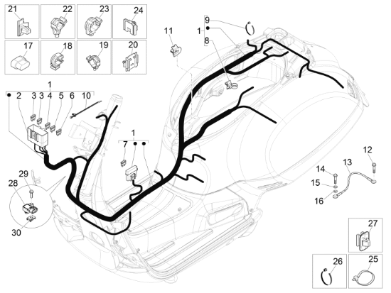 Εικόνα της ΚΑΛΩΔΙΩΣΗ ΚΕΝΤΡΙΚΗ VESPA GTS SUP 05/17>-1D001946