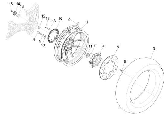 Εικόνα της ΤΡΟΧΟΣ ΠΙΣΩ VESPA GTS HPE Anniversary-1C004615000HW