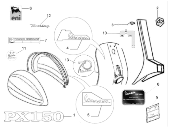 Εικόνα της ΑΥΤ/ΤΟ ΡΟΥΜΠΙΝΕΤΟΥ ΒΕΝΖ VESPA PX125-150-67436800A1