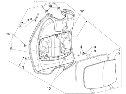 Εικόνα της ΠΟΡΤΑΚΙ ΝΤΟΥΛ VESPA LX 125-150 ΜΠΕΖ 552-62211540M4