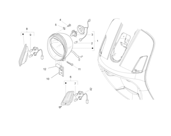 Εικόνα της ΦΑΝΟΣ ΜΠΡΟΣ VESPA LXV E3 ΜΑΥΡΟ 94-6399650090