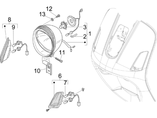 Εικόνα της ΦΑΝΟΣ ΜΠΡΟΣ VESPA LXV 125 ΓΚΡΙ AVIO 780-63982800EP