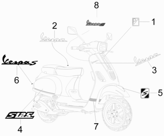 Εικόνα της ΑΥΤ/ΤΑ ΣΕΤ VESPA S SPORT ΓΚΡΙ 742/Β-67327700A1