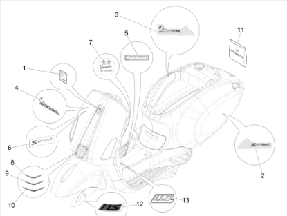 Εικόνα της ΑΥΤ/ΤΑ ΣΕΤ VESPA SPRINT NEW ΓΚΡΙ 707-715-2H001932000A1