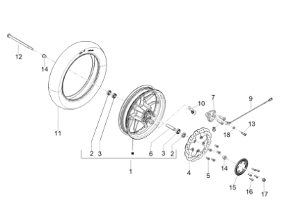 Εικόνα της ΑΞΟΝΑΣ ΜΠΡΟΣ ΤΡΟΧΟΥ SR GT 125<>200-CM279904