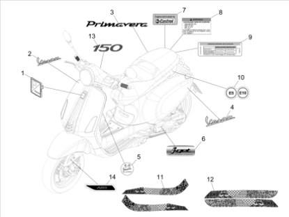 Εικόνα της ΑΥΤ/ΤΑ ΣΕΤ VESPA PRIM BATIK ΠΛΕΥΡΩΝ-2H006536