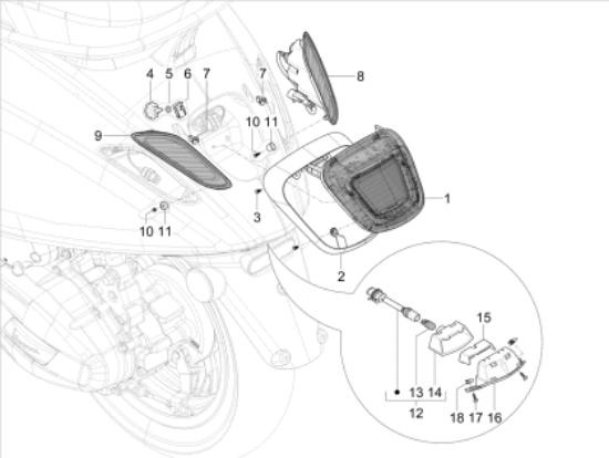 Εικόνα της ΦΛΑΣ ΠΙΣΩ ΔΕ VESPA PRIMAV E5+ΜΥ24-1D004113