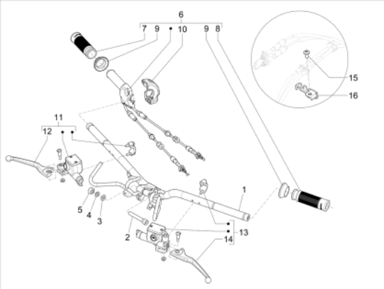 Εικόνα της ΧΕΙΡΟΛΑΒΗ ΤΙΜ VESPA GTV 300 E5 140° ΔΕΞ-CM3275030000C