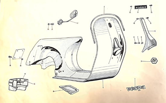 Εικόνα της ΚΑΘΡΕΠΤΗΣ VESPA PXE-50S-RALLY ΧΡΩΜ ΑΡΙΣΤ-61080100